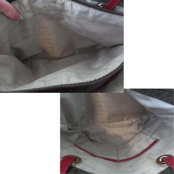 Michael Kors | Jet Set Signature Brown/Cherry Logo Tote (NWT) - Picture 8 of 13